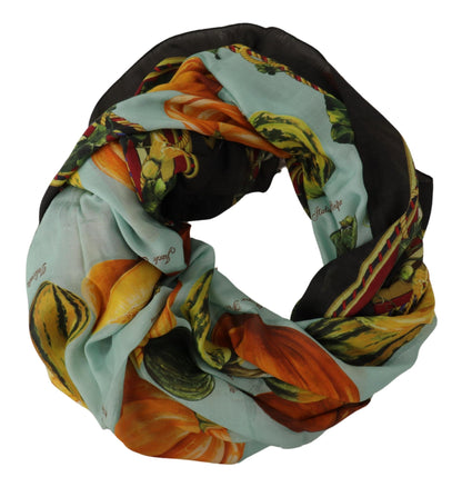 Vegetable Print Silk Blend Scarf