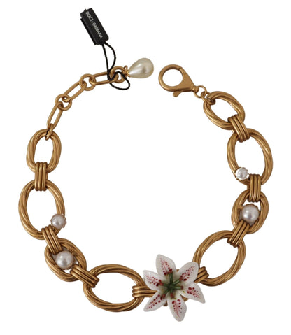 Elegante collar con colgante de flor de Lilly dorado