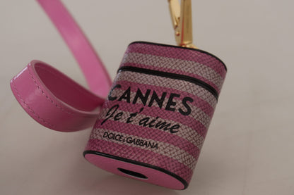 Elegante funda de cuero para AirPods en rosa