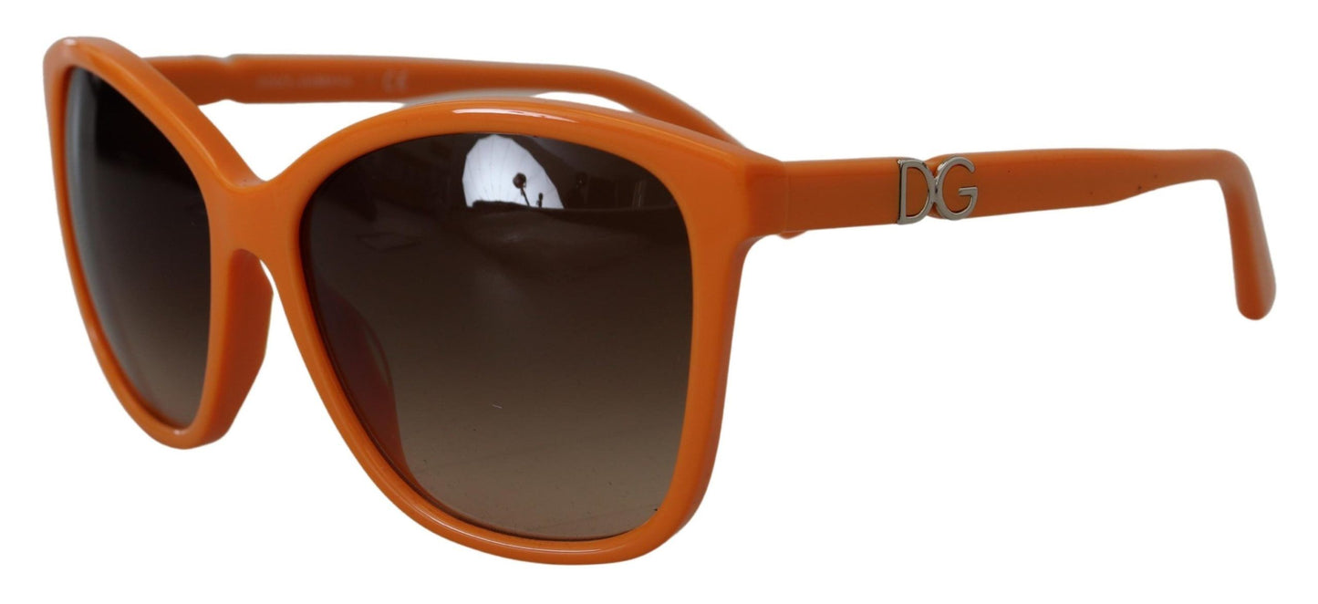 Elegantes gafas de sol redondas de color naranja para mujer