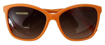 Elegantes gafas de sol redondas de color naranja para mujer