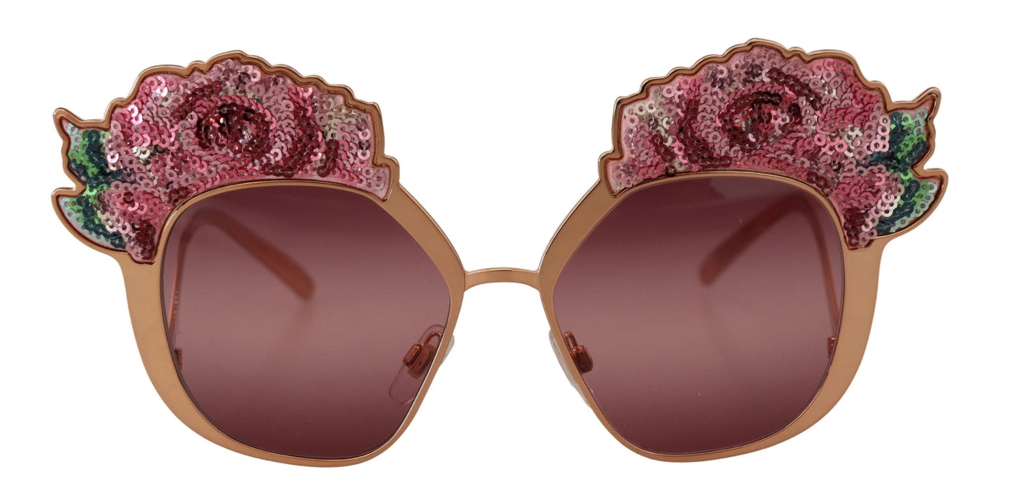 Gafas de sol bordadas con lentejuelas rosas elegantes