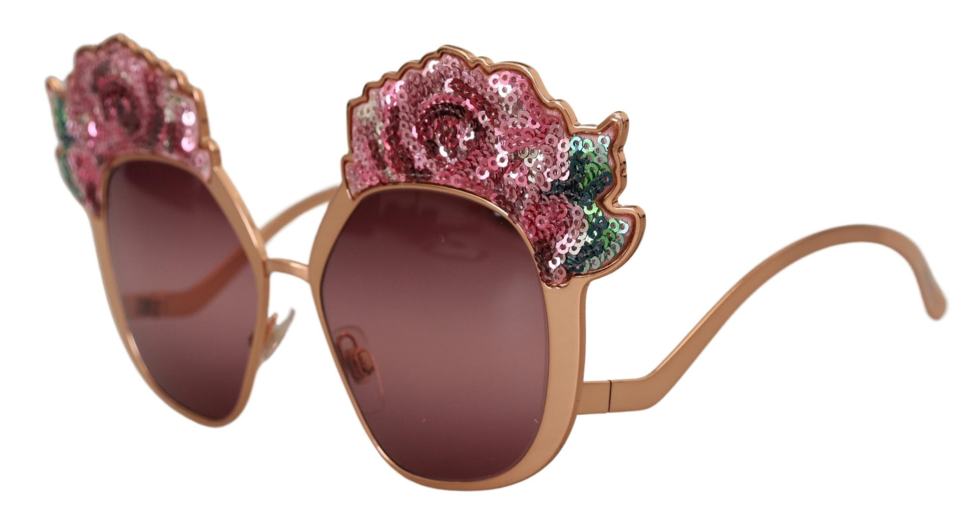 Gafas de sol bordadas con lentejuelas rosas elegantes