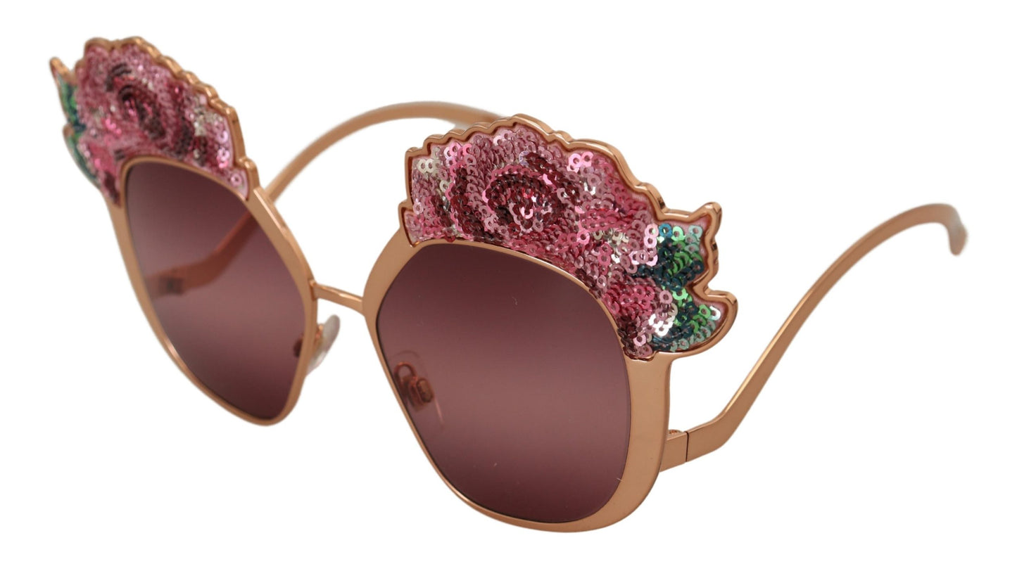 Gafas de sol bordadas con lentejuelas rosas elegantes