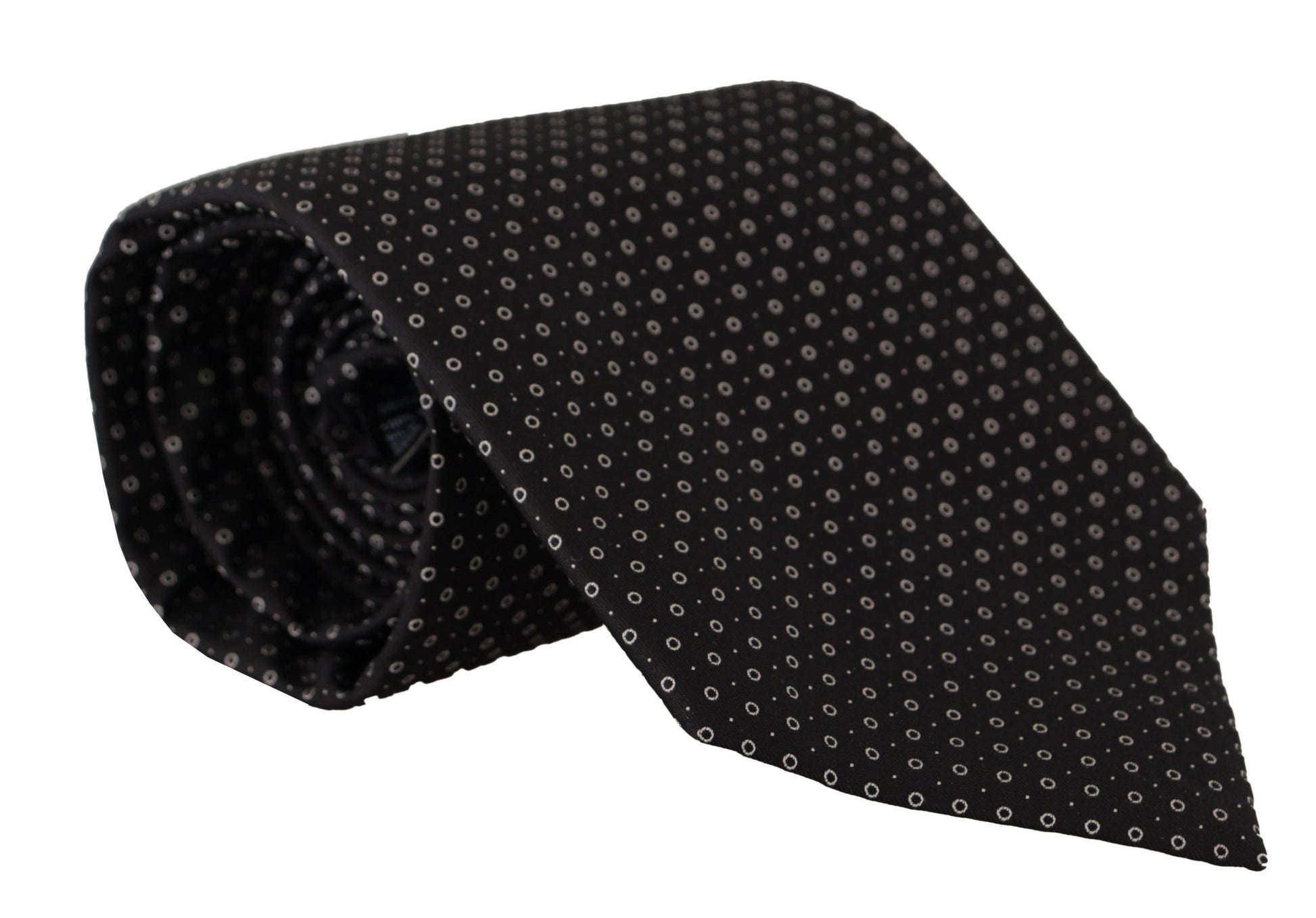 Corbata de seda elegante con lunares blancos y negros