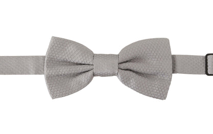 Chic Gray Silk Bow Tie