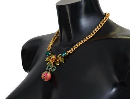 Elegante collar de frutas florales en tono dorado