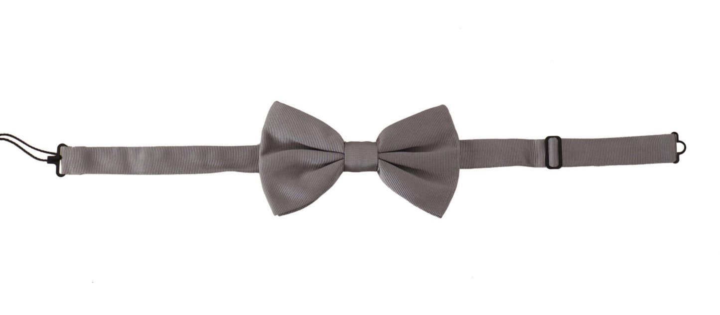 Elegant Gray Silk Bow Tie