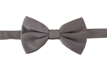 Elegant Gray Silk Bow Tie