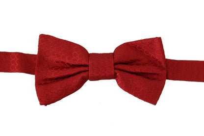 Elegant Red Silk Tied Bow Tie