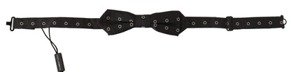 Polka Dot Silk Bow Tie in Black and White