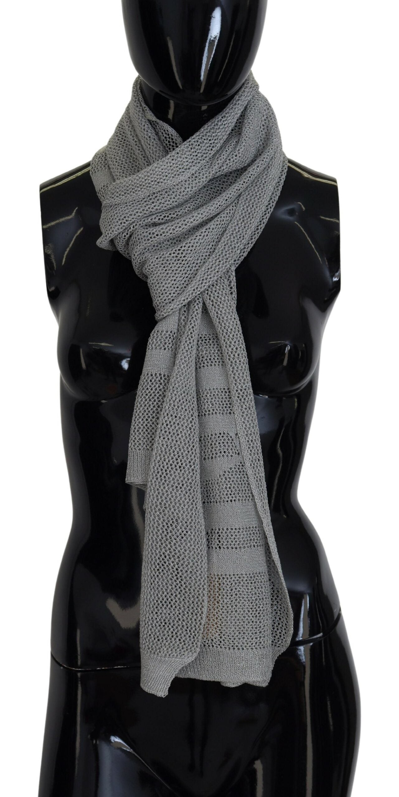 Elegant Gray Knitted Designer Scarf