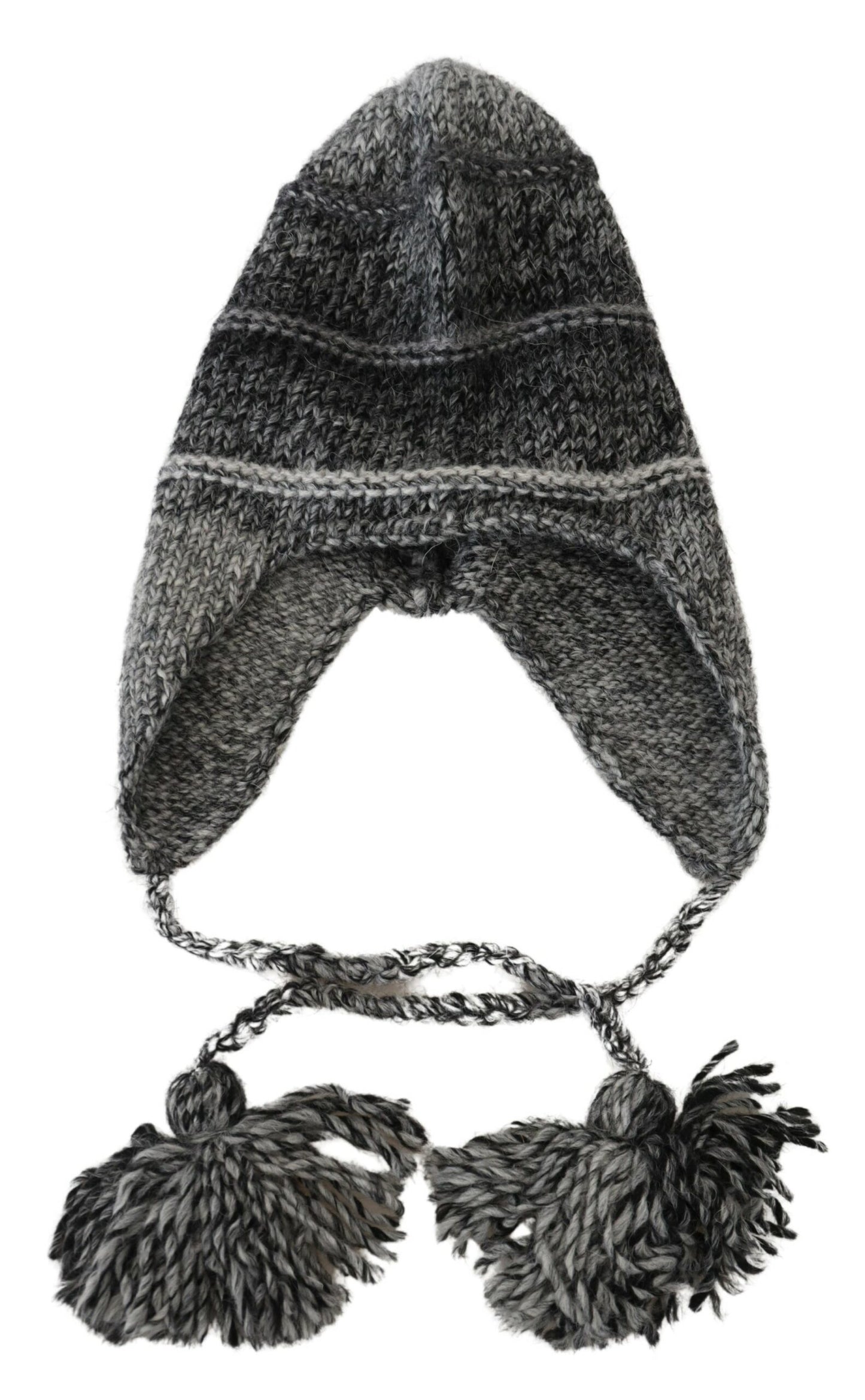 Elegant Gray Knitted Beanie Hat