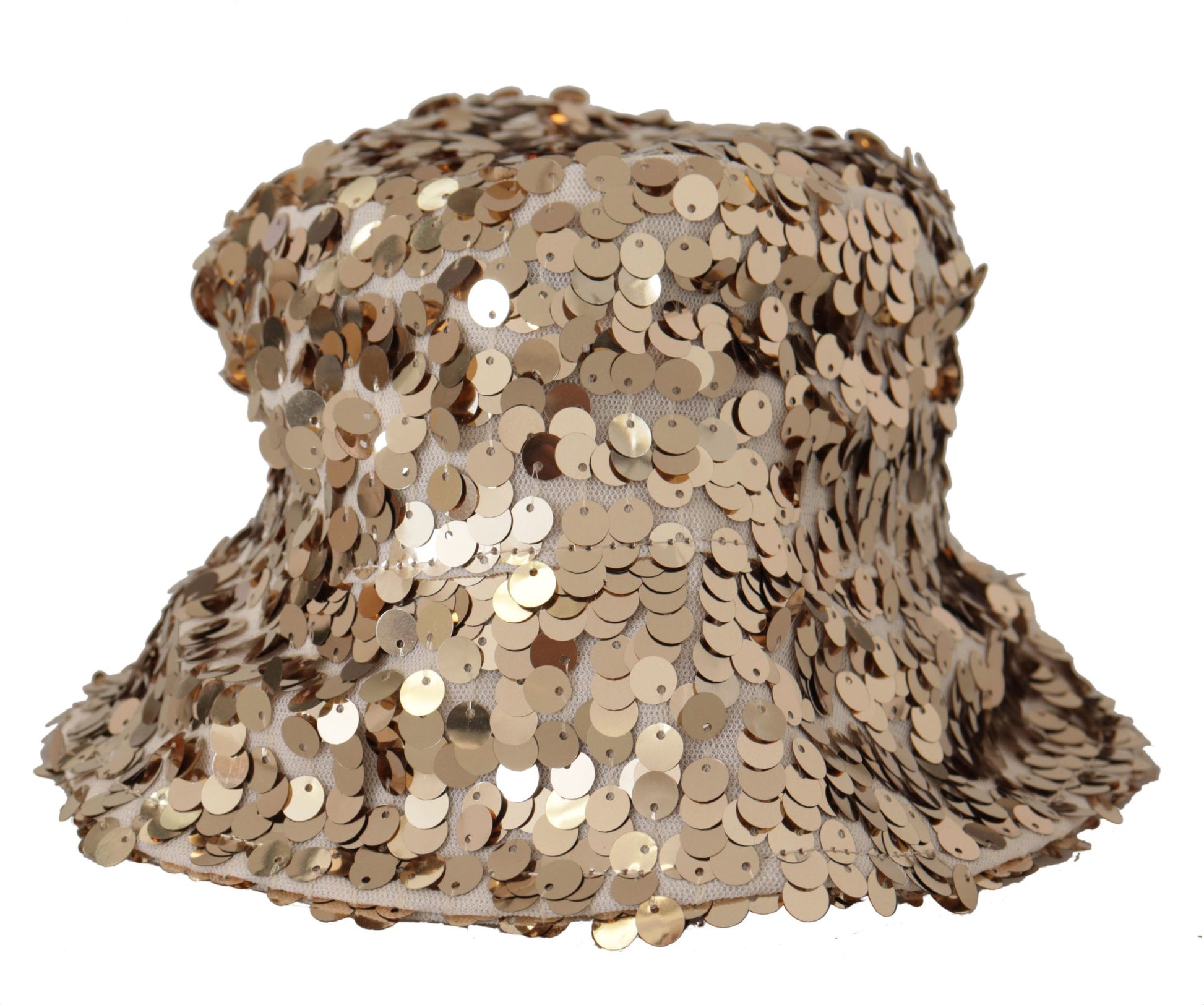 Elegante sombrero de pescador dorado con lentejuelas