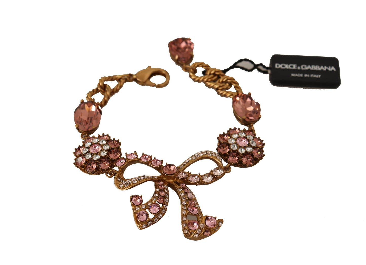 Elegante pulsera de oro con dijes de cristal