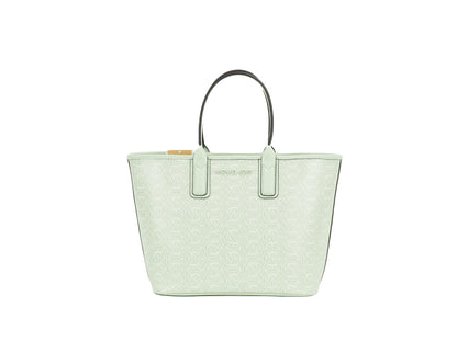 Michael Kors Jodie klein jacquardlogo gerecycled polyester draagtas handtas atoomgroen