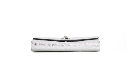 Kleine metallic zilveren lamsleren Medusa clutch crossbody portemonnee tas