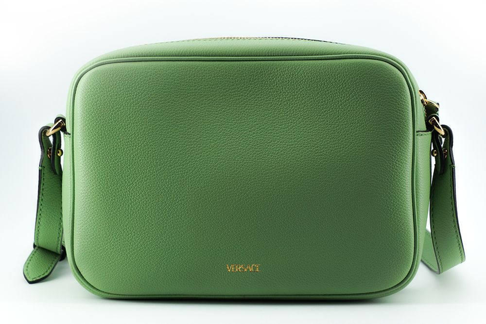 Elegante bolso con estuche para cámara de cuero verde menta