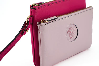 Elegante roze lederen etui-clutch