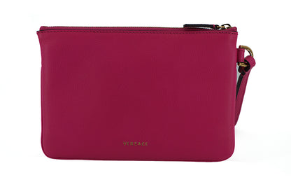 Elegante bolso de mano de cuero rosa