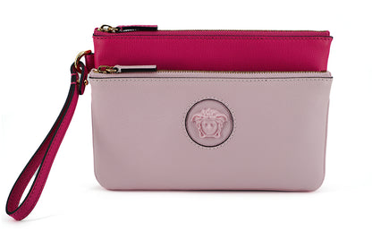 Elegante roze lederen etui-clutch