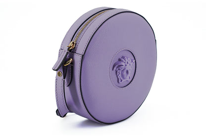 Elegante bolso de hombro redondo morado