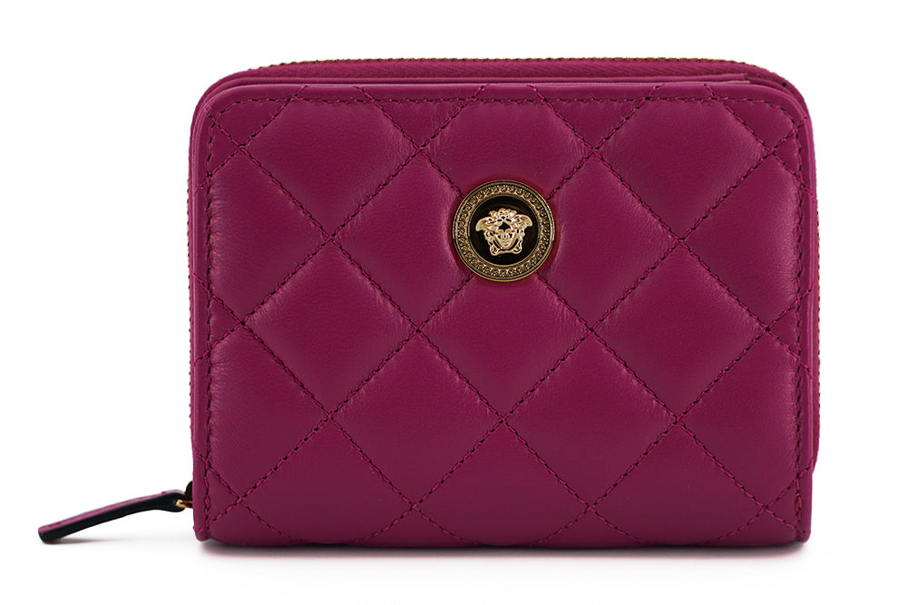 Cartera elegante de piel acolchada en color morado