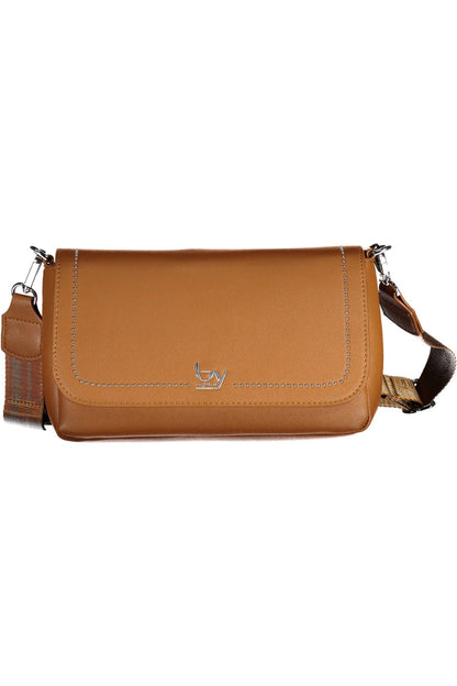 Elegant Brown Polyurethane Handbag with Logo