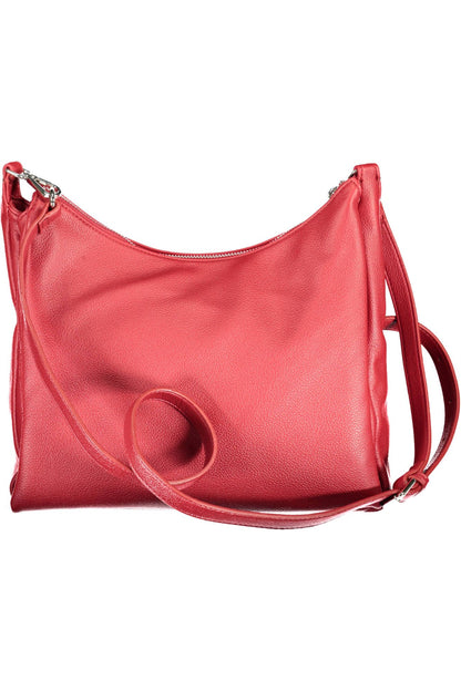 Elegant Red Chain-Handle Convertible Handbag