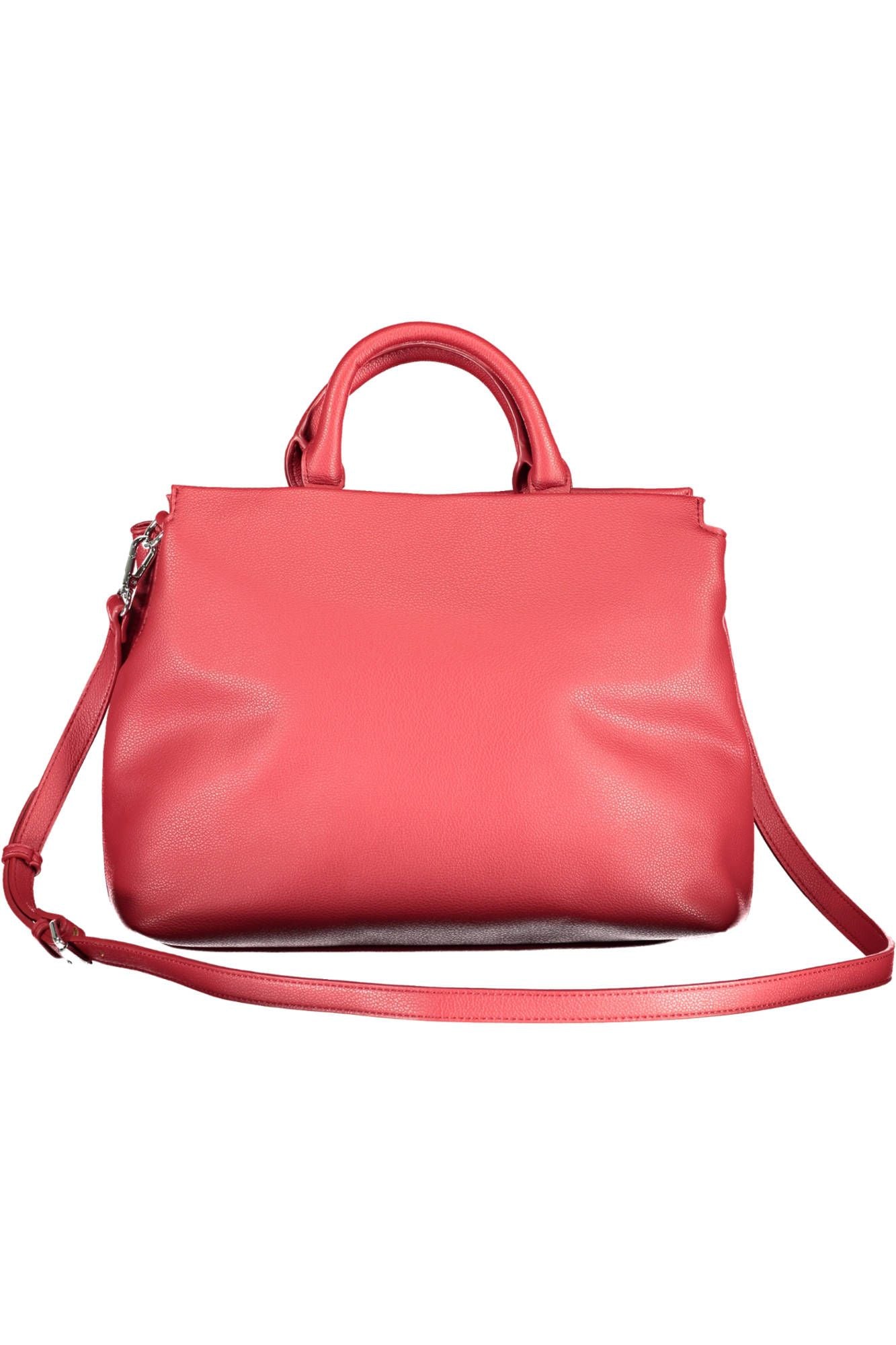 Elegant Red Two-Compartment Handbag with Logo Detail