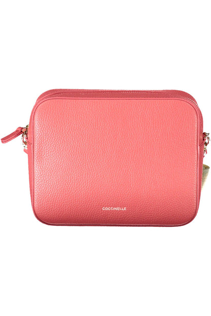 Chic Pink Leather Shoulder Handbag with Logo Accents