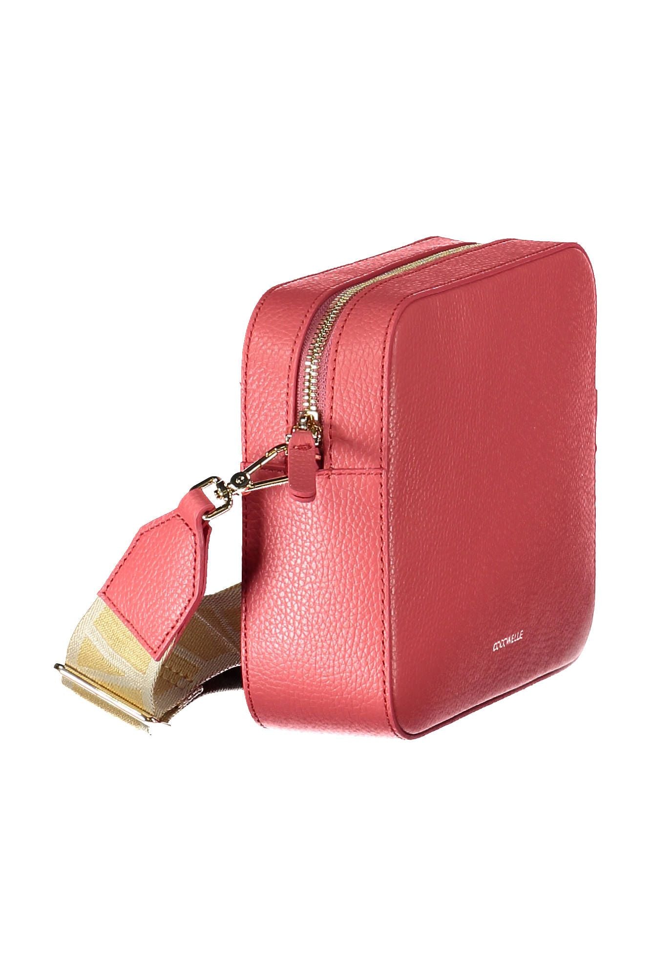 Chic Pink Leather Shoulder Handbag with Logo Accents