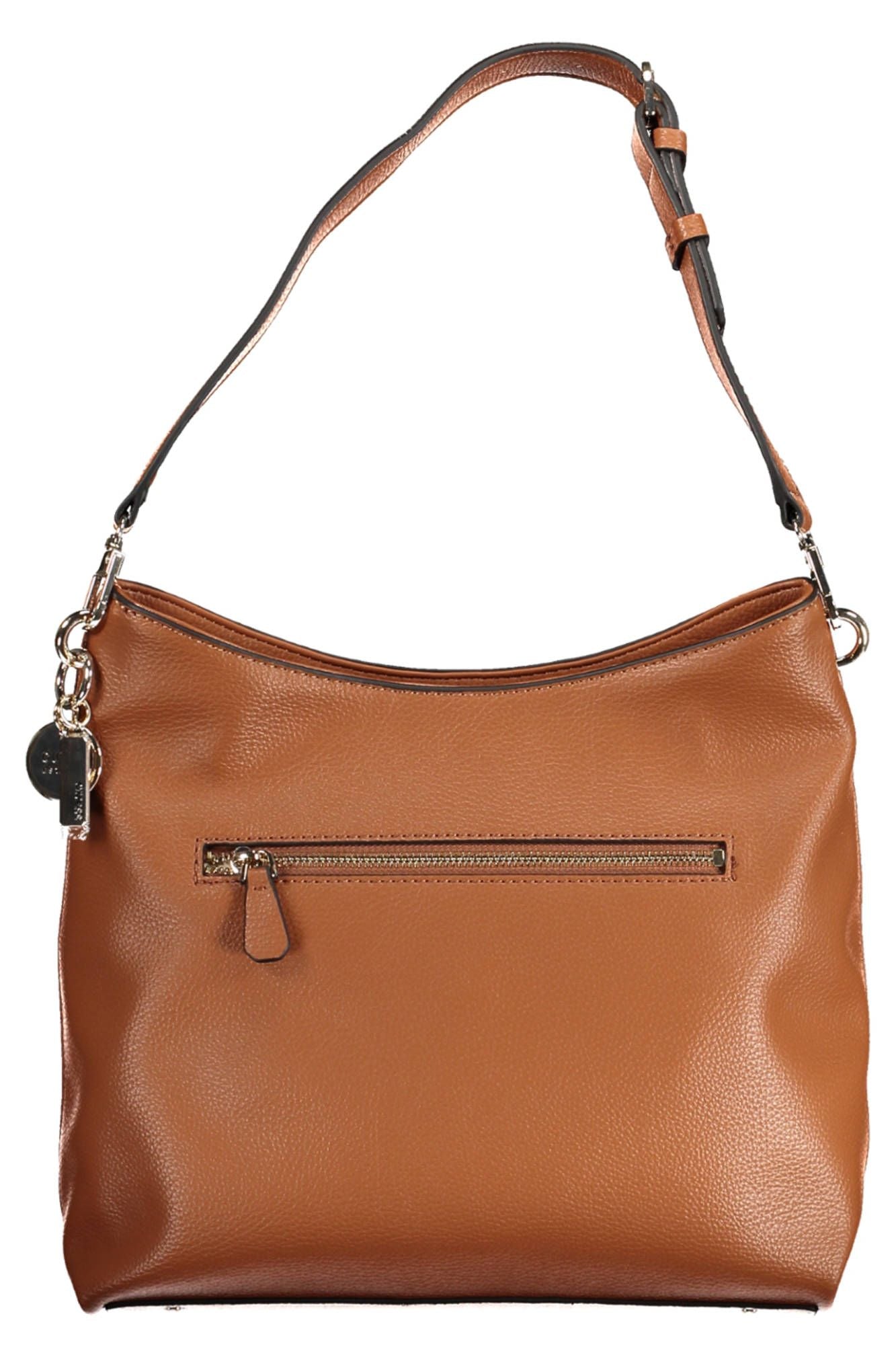 Chic Brown Shoulder Bag with Logo Detail