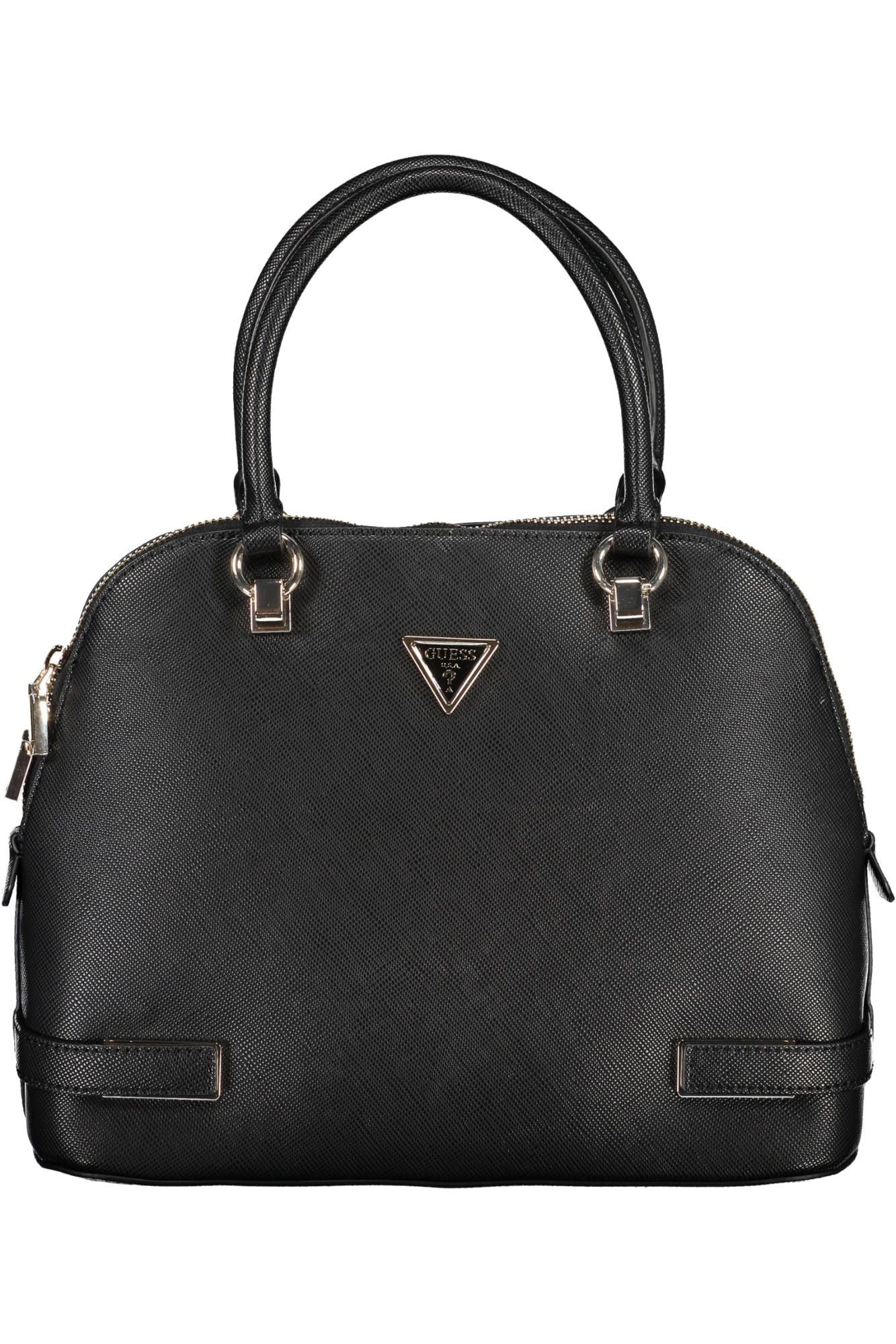 Chic Black Guess Handbag with Contrasting Details