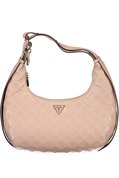 Chic Pink Contrasting Details Shoulder Bag