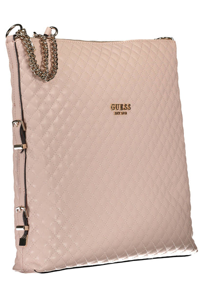 Chic Pink Polyurethane Chain-Handle Shoulder Bag