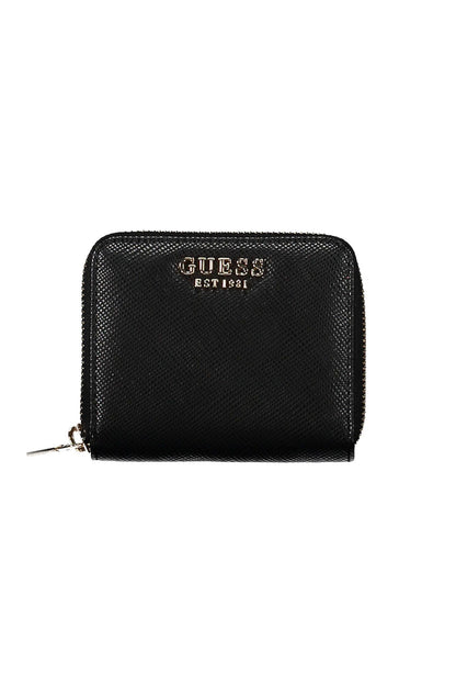 Sleek Black Polyethylene Zip Wallet