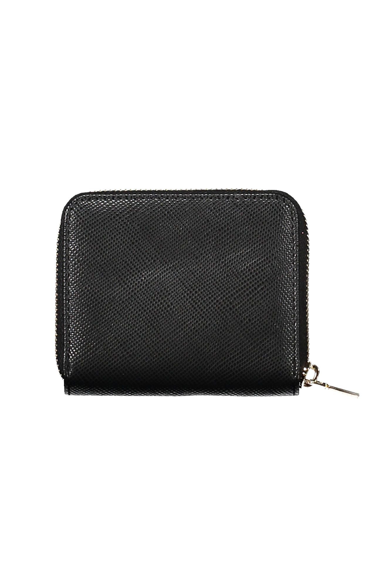 Elegante cartera negra con cremallera de polietileno