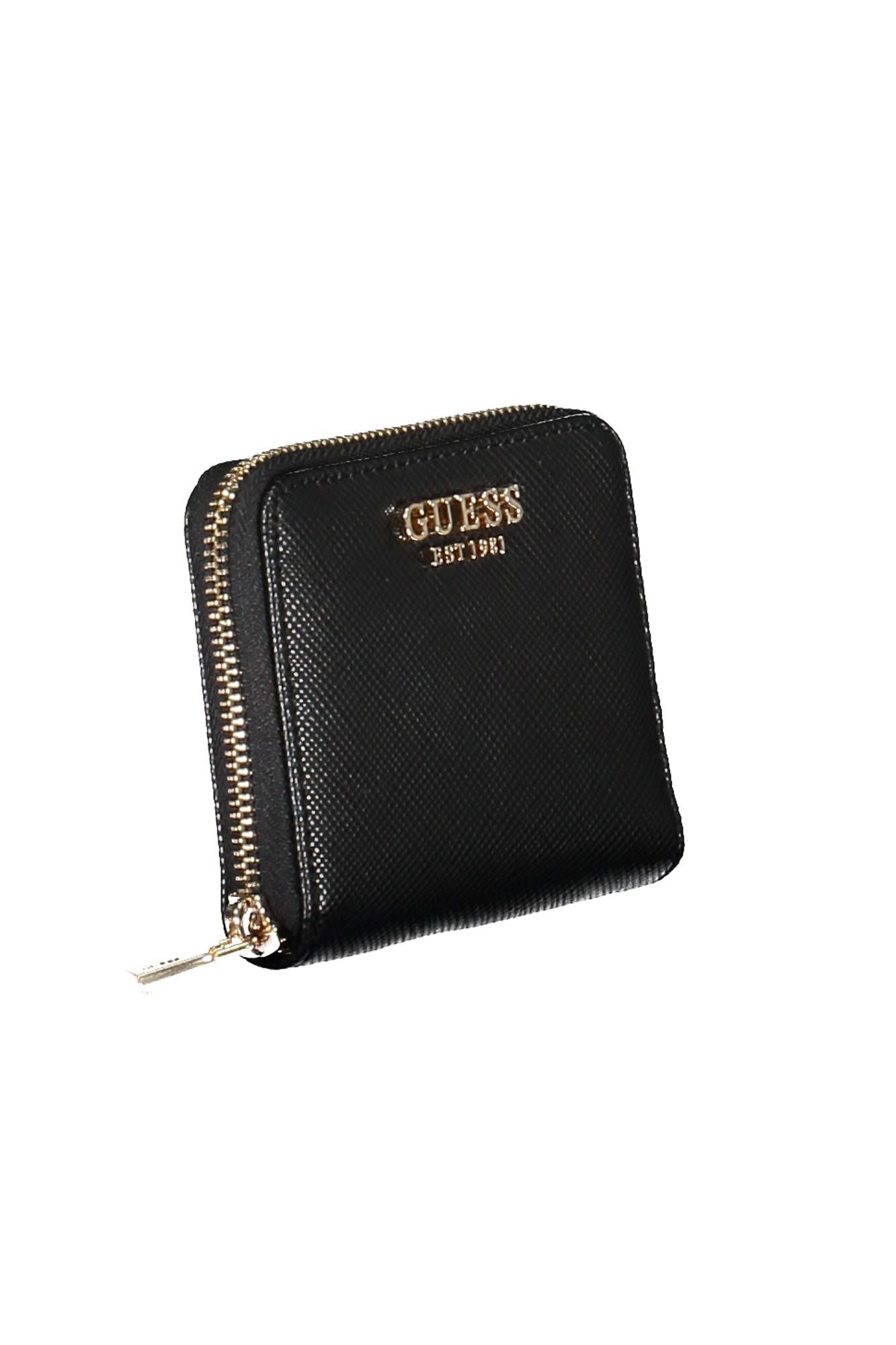 Sleek Black Polyethylene Zip Wallet