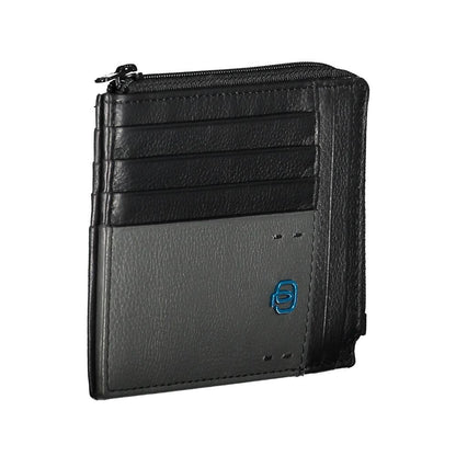 Sleek Black Leather Card Holder with RFID Blocker