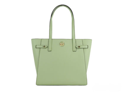 Carmen Large Light Sage Saffiano Leather North South Tote Handbag