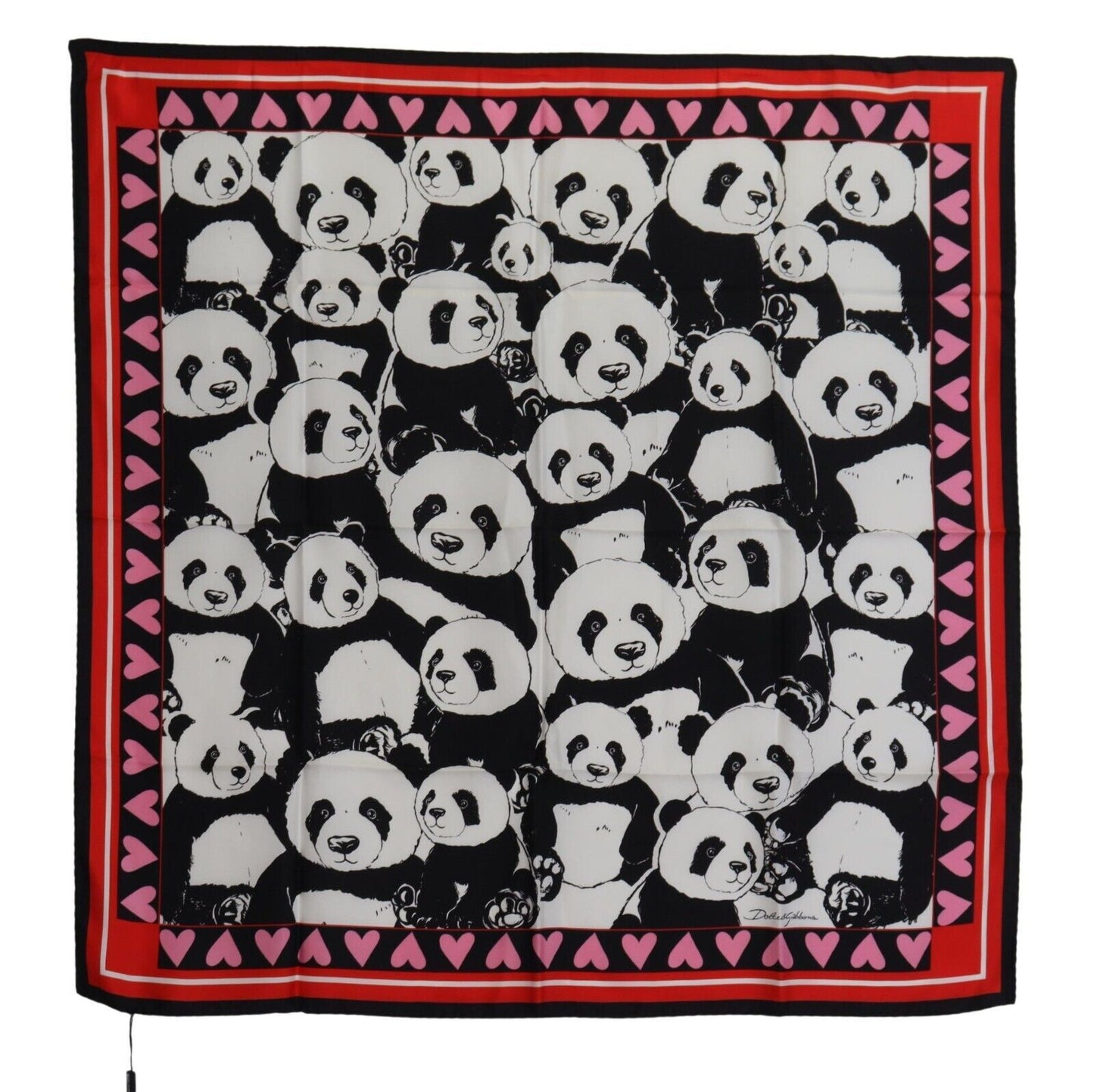 Veelkleurige Panda Print Zijden Sjaal Wikkelsjaal