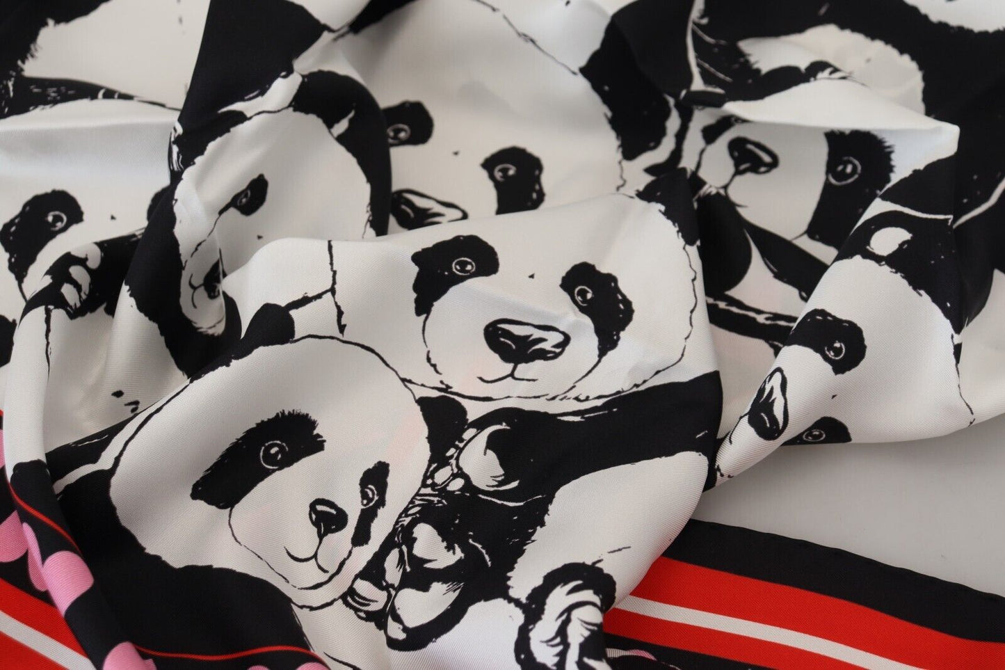 Veelkleurige Panda Print Zijden Sjaal Wikkelsjaal