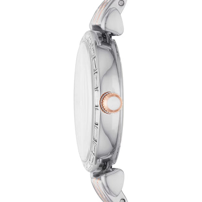 Elegante reloj de mujer de acero inoxidable con esfera plateada